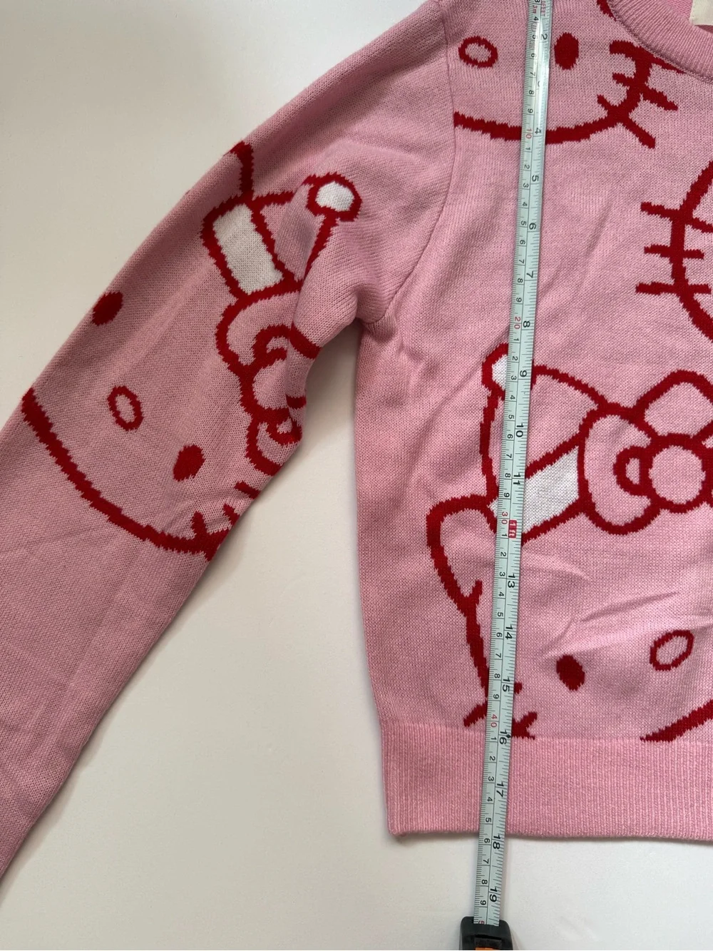 H&M Hello Kitty Sanrio Pink Knit Sweater Girls Size 12/14 Holiday Crewneck